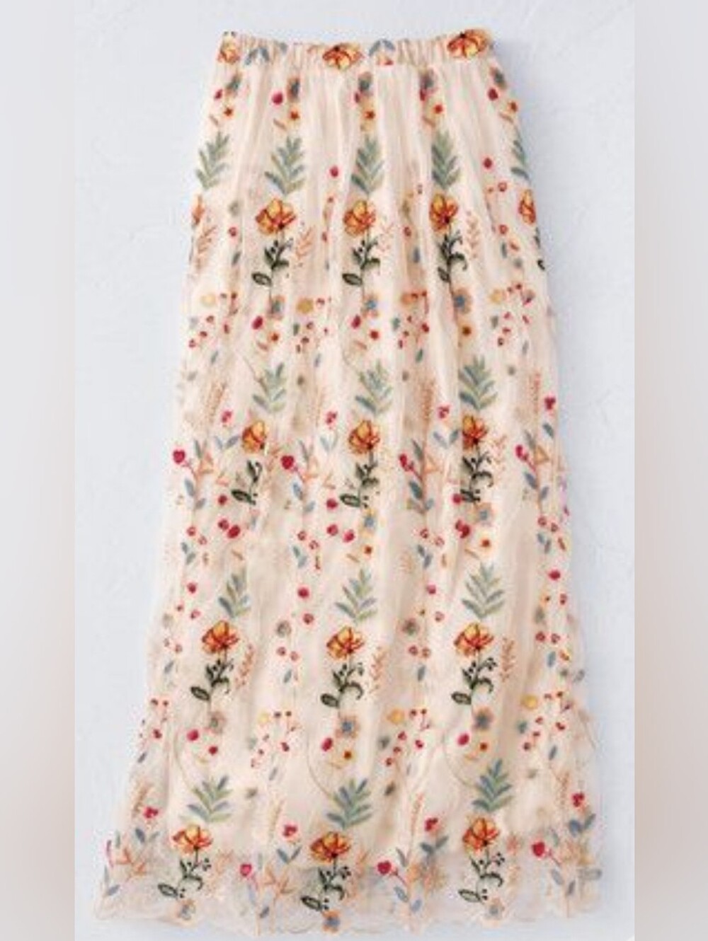 Coldwatwer Creek Embroidered Floral Midi Skirt in Blush Size M